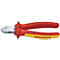 Rode en gele zijknippers van Knipex; de kop van de tang is zilver.