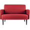 Zweisitzer Sofa meet® by Paperflow LISBOA, desinfektionsmittelbeständiger Kunstlederbezug rot, Fußgestell schwarz, B 1240 x T 815 x H 830 mm