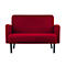 Zweisitzer Sofa meet® by Paperflow LISBOA, Samtbezug rot, Fußgestell schwarz, B 1240 x T 815 x H 830 mm