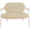 Zweisitzer Sofa Meet by Paperflow Saturne, mit Armlehnen, B 1180 x T 730 x H 880 mm, Stahlrohr, Kunstleder, Rosa/Elfenbein