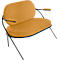 Zweisitzer Sofa Meet by Paperflow Saturne, mit Armlehnen, B 1180 x T 730 x H 880 mm, Stahlrohr, Kunstleder, Schwarz/Safran