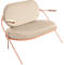 Zweisitzer Sofa Meet by Paperflow Saturne, mit Armlehnen, B 1180 x T 730 x H 880 mm, Stahlrohr, Samt, Rosa/Elfenbein