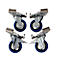 Zwenkwielen voor transportbakken Alutec serie COMFORT/CLASSIC/INDUSTRY, Ø 100 x B 26 x H 128 mm, massief rubber, blauw, 4 stuks