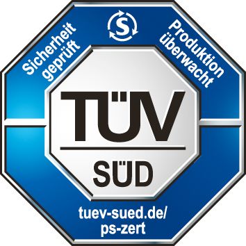TÜV (Süd): gecontroleerde productie. Meer informatie onder: tuev-sued.de/ps-zert
