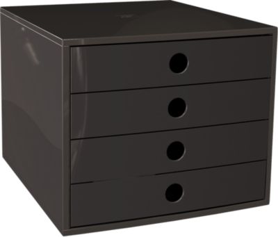  Exacompta FILIBOX EcoBlack Schubladenbox 4 Schubladen, Schwarz – Recyclingkunststoff, Blauer Engel