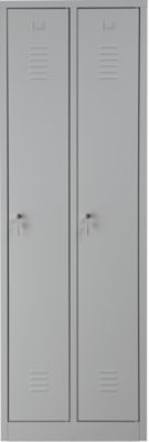 	Vestiaire, 2 portes, L 600 x H 1800 mm, serrure à cylindre, gris clair/gris clair