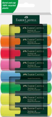 8er-Set Textmarker von FABER-CASTELL, 3 x gelb, je 1x orange, rot, rosa, blau, grün, lila