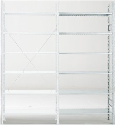 Aanbouwstelling R 3000, 6 legborden, B 1025 mm x D 300 mm, gegalvaniseerde legborden