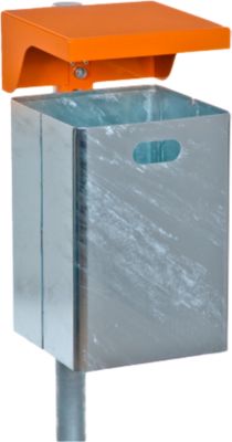 Abfallbehälter aus feuerverzinktem Stahlblech, ohne Ascher, Dreikantschloss, 40 Liter, B 310 x T 360 x H 600 mm, silbermetallic