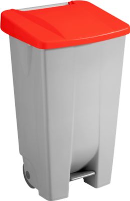 Abfalleimer Sunware Basic, 120 l, mit Fuss-Pedal & Rädern, Klappdeckel rot