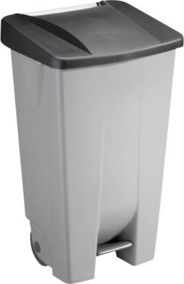 Abfalleimer Sunware Basic, 120 l, mit Fuß-Pedal & Rädern, Klappdeckel schwarz