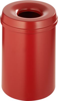 Abfallsammler, für den Innen- & Außenbereich, Volumen 15 l, selbstlöschender Deckel, Ø 255 x H 300 mm, Metall, rot/rot