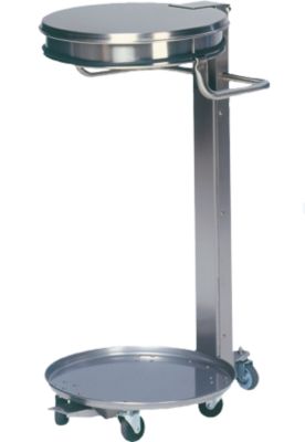Abfallsammler mit Fußpedal, Edelstahl, 5 Rollen