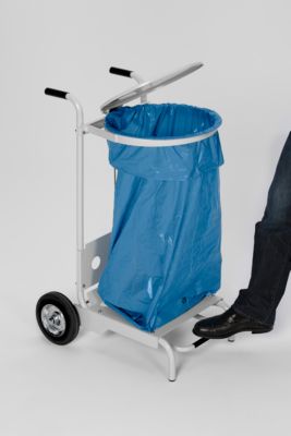 Abfallsammler mit Fusspedal, pulverbeschichtet, 2 Rollen