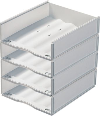 Ablagekorb, DIN A4, Kunststoff, 4 Stück, grau