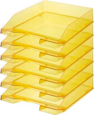 Ablagekorb HAN Klassik, für Format A4/C4, mit Beschriftungsfeld, stapelbar, B 255 x T 348 x H 65 mm, Kunststoff, gelb/transparent, 6 Stück 