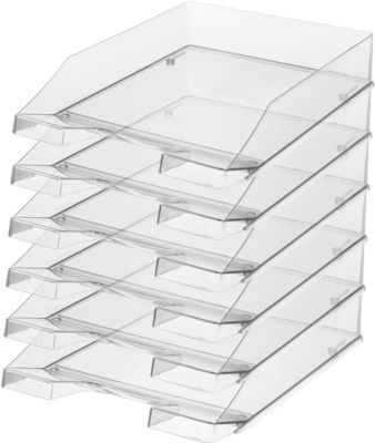 Ablagekorb HAN Klassik, für Format A4/C4, mit Beschriftungsfeld, stapelbar, B 255 x T 348 x H 65 mm, Kunststoff, glasklar, 6 Stück