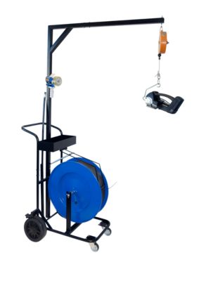 Abrollwagen BW-XL, für Kunststoffbänder aus PET & PP mit Kern-Ø 406 mm, B 800 x T 650 x H 2210 mm, Stahl