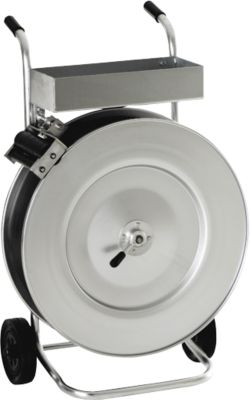 Abrollwagen, für PET-& PP Kunststoffbänder mit Kern-Ø 406 mm & Breite bis 19 mm, mit Trommelbremse, L 400 x B 650 x H 970 mm, vollverzinkt