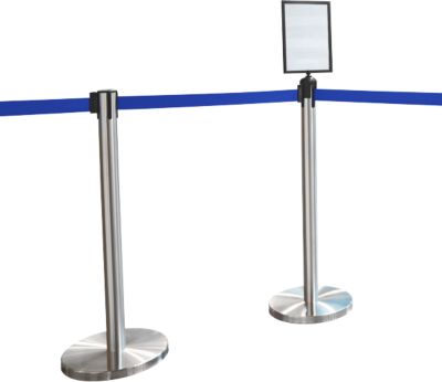 Absperrpfosten, 2 Stück + Tafel, blau