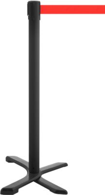 Absperrpfosten GLA 10, L 350 x B 350 x H 1000 mm, mit Kreuzfuss, Gurtauszug 4 m, schwarz