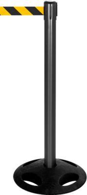 Absperrpfosten RS-Guidesystems GLA 25,  schwarz, Gurt gelb/schwarz, 2 Stück