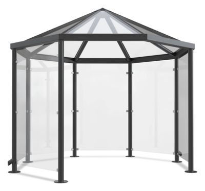 Achteck-Raucherpavillon Modell Paris (o. Seitenwände), anthrazitgrau RAL 7016