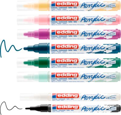 Acrylmarker edding, 8er Set, geeignet für viele Oberflächen, Rundspitze, diverse Farben