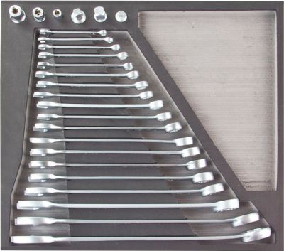 ADB Gabel-/Ringschlüsselsatz, 25-teilig, SW 6-32 mm, Chrom-Vanadium, inkl. Schaumstoffeinlage, L 400 x B 380 x H 35 mm