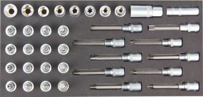 ADB Innensechskant/Innensechsrund-Set, 1/2" Antrieb, 36-teilig, Chrom-Vanadium, inkl. Schaumstoffeinlage, L 400 x B 190 x H 35 mm