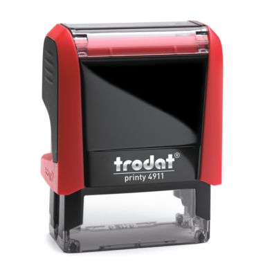 Adress-Stempel trodat® Printy 4911, Gehäusefarbe rot & Stempelabdruckfarbe schwarz
