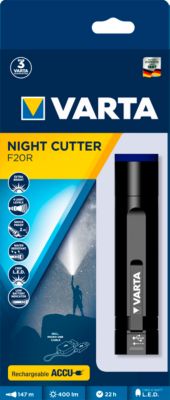Akku-Taschenlampe VARTA Nightcutter F20R, 4 Leuchtmodi, 400 lm, 150 m Reichweite, ø 34 x H 160 mm