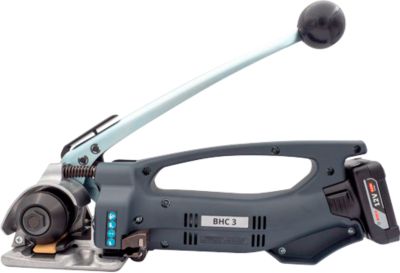 Akku Umreifungsgerät BHC-3, für PE-& PET-Bänder mit B 9-19 mm & Stärke 0,5-1,0 mm, Zugkraft 2300 N, integrierte Schneideeinheit, LED-Anzeige, schwarz