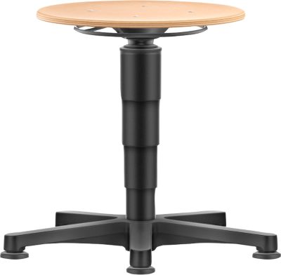 Allround Hocker Bimos, sitzhöhenverstellbar 450-650 mm, mit Gleiter, Buche-Schichtholz, langlebig, leicht zu reinigen
