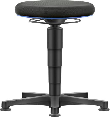 Allround Hocker Bimos, sitzhöhenverstellbar 450-650 mm, mit Gleiter, Stoffbezug, atmungsaktiv, Farbring blau