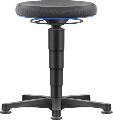 Allround Hocker Bimos, sitzhöhenverstellbar 450-650 mm, mit Gleiter, Supertec-Bezug, schnitt- & rutschfest, mit Mikropanzerung, Farbring blau