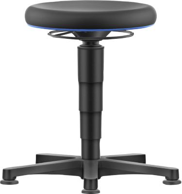 Allround Hocker Bimos, sitzhöhenverstellbar 560-810 mm, mit Gleiter, SKINTEC-Polster, abwaschbar, extrem robust, Farbring blau