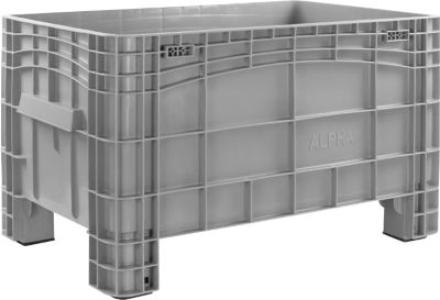 ALPHA Großbehälter IDABOX L, 220 l, Polyethylen, geschlossen, stapelbar, wasserdicht,  L 1040 x B 640 x H 550 mm, 4 Füße, grau