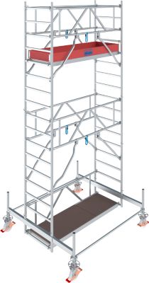 Alu-Fahrgerüst Stabilo Serie 100, 200 kg/m², gebremste Rollen, B 750 x T 2000 x H 5500 mm