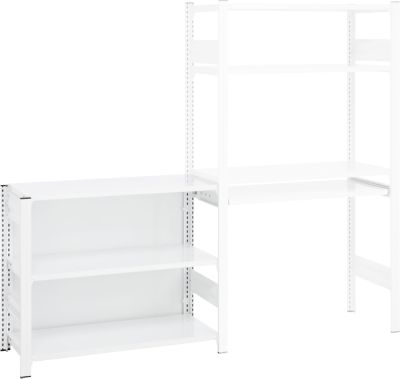 Anbauregal für ORDO Home Steckregal, 3 Fachböden, multifunktional, mobil, B 1060 x T 435 x H 825 mm, verkehrsweiß RAL 9016