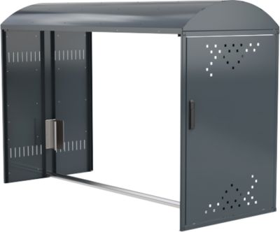 Anbausatz ohne Seitenwand für Fahhradgarage BikeBox 1 B mit Bogendach, anthrazitgrau RAL 7016