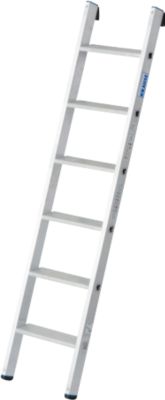 Anlegeleiter Krause, TRBS 2121-2, Arbeitshöhe 2700 mm, 6 rutschfeste Profilstufen mit T 80 mm, Fußstopfen, Aluminium