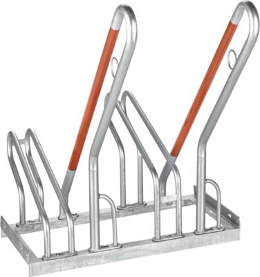 Anlehnparker 1-seitig, für Reifen bis B 55 mm, B 700 x T 385 x H 815 mm, Stahl verzinkt, 2 Einstellplätze