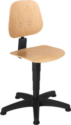 Arbeitsdrehstuhl 9650, Buchenschichtholz, Gleiter, natur lackiert