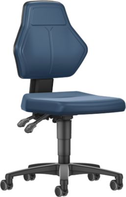 Arbeitsdrehstuhl Allrounder, o. Armlehnen, Permanentkontakt, m. Rollen, Kunstleder, blau