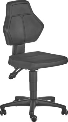 Arbeitsdrehstuhl Allrounder, o. Armlehnen, Permanentkontakt, m. Rollen, Kunstleder, schwarz