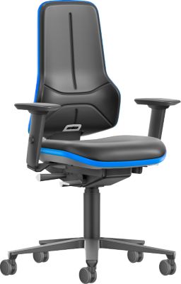 Arbeitsdrehstuhl bimos Neon XXL 9575, bis 180 kg, ohne Kopfstütze, mit Armlehnen, Synchronmechanik, SKINTEC-Polster, schwarz-blau