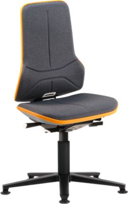 Arbeitsstuhl bimos NEON, Permanentkontakt, Grundmodell ohne Polsterelement, mit Gleitern, Flexband orange