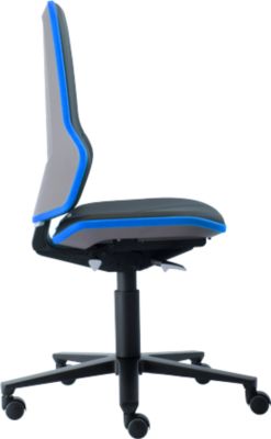 Arbeitsstuhl bimos NEON, Permanentkontakt, Grundmodell ohne Polsterelement, mit Rollen, Flexband blau