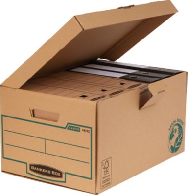 Archivbox BANKERS BOX® Maxi EARTH, für A4, Klappdeckel & Beschriftungsfeld, B 293 x T 560 x H 390 mm, FSC®-Recyclingkarton, braun, 10 Stück